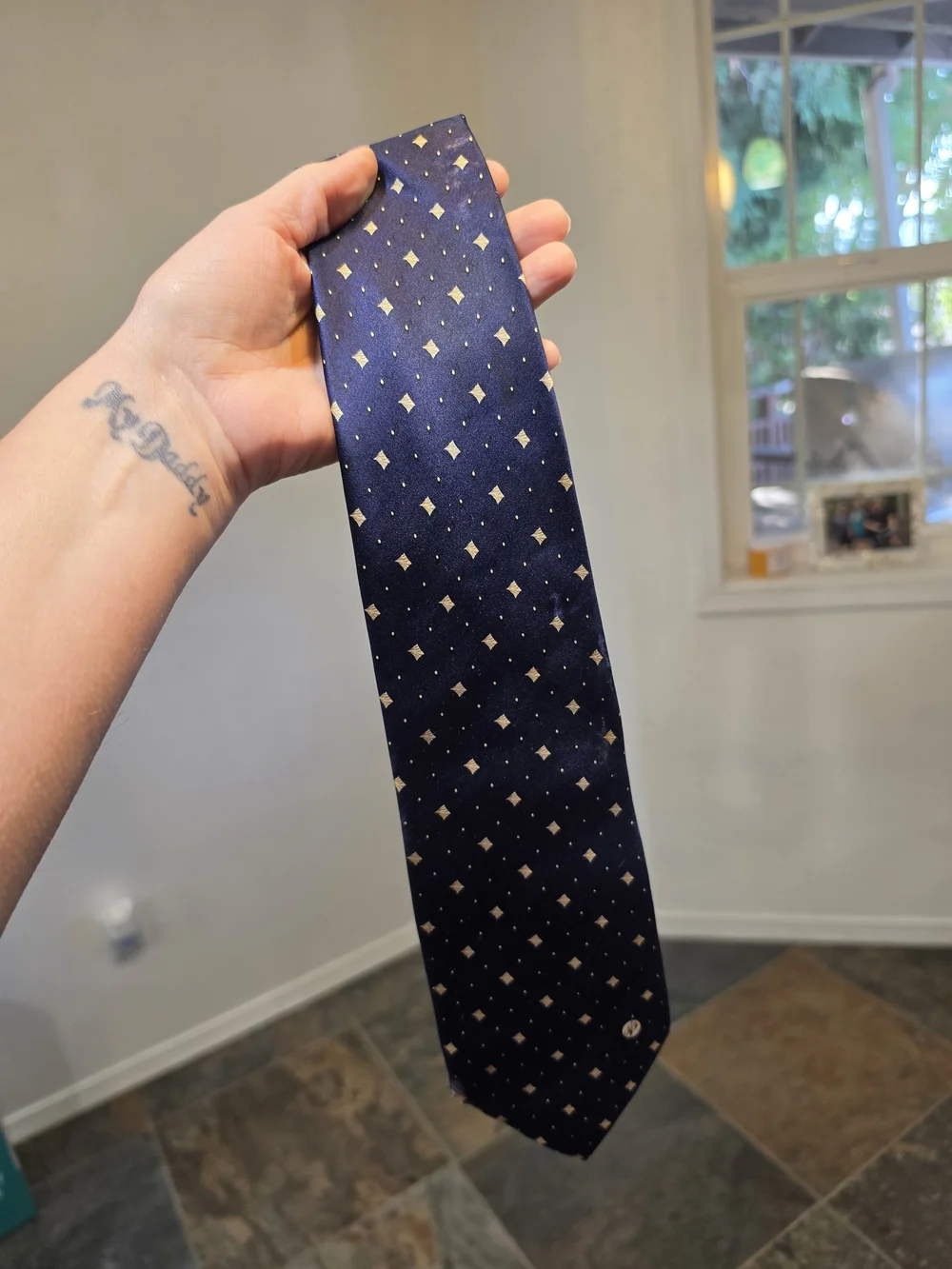 Vintage Versace V2 Blue Silk Geometric Diamond Tie